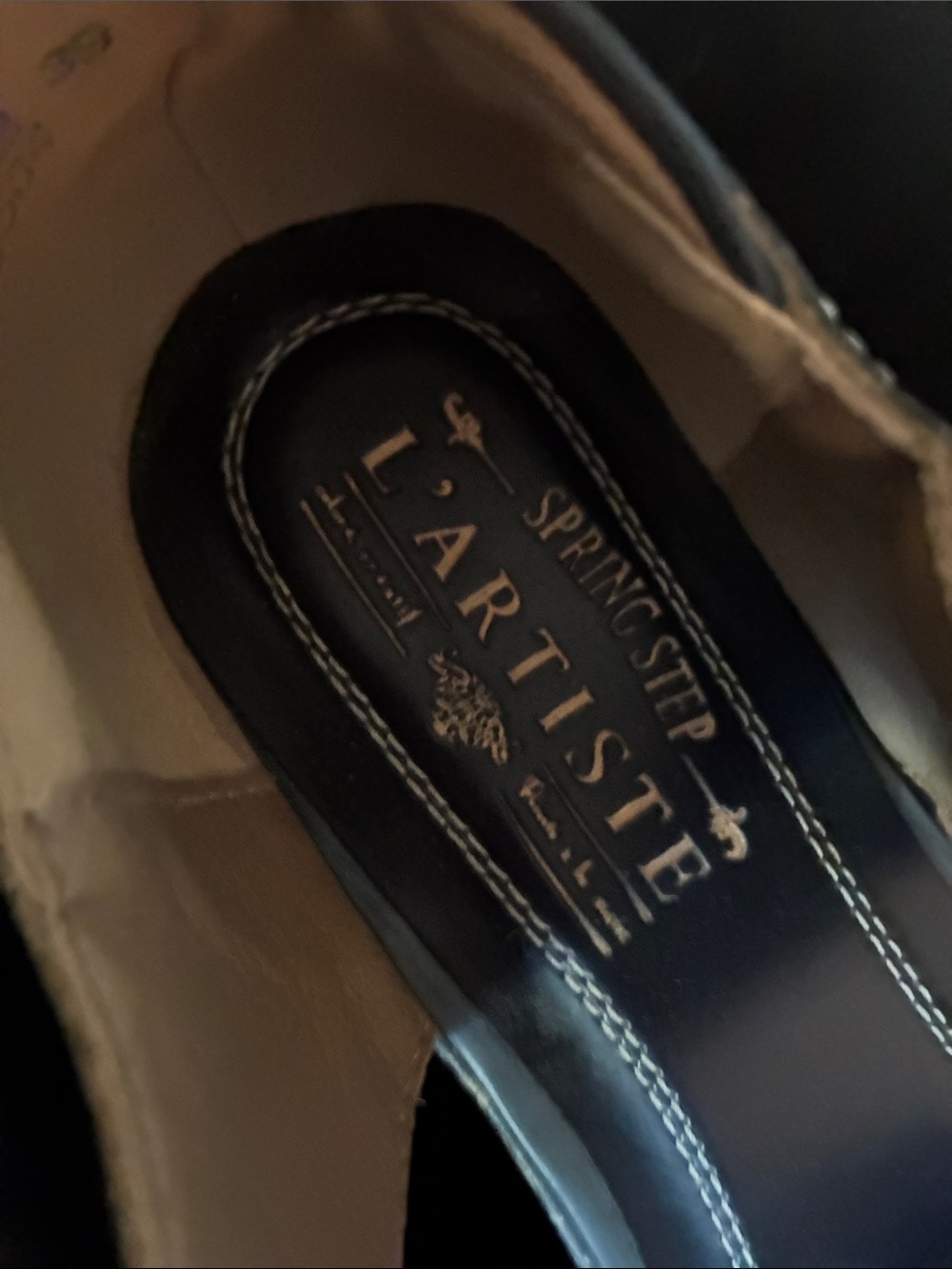 L'ATISTE Navy Leather Mary Janes with Pink & Orange Floral Emboss - Picture 11 of 11